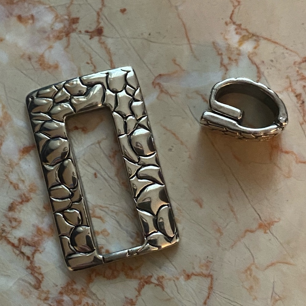 Silver Square Pendant Snake Chain Statement Neckl… - image 5